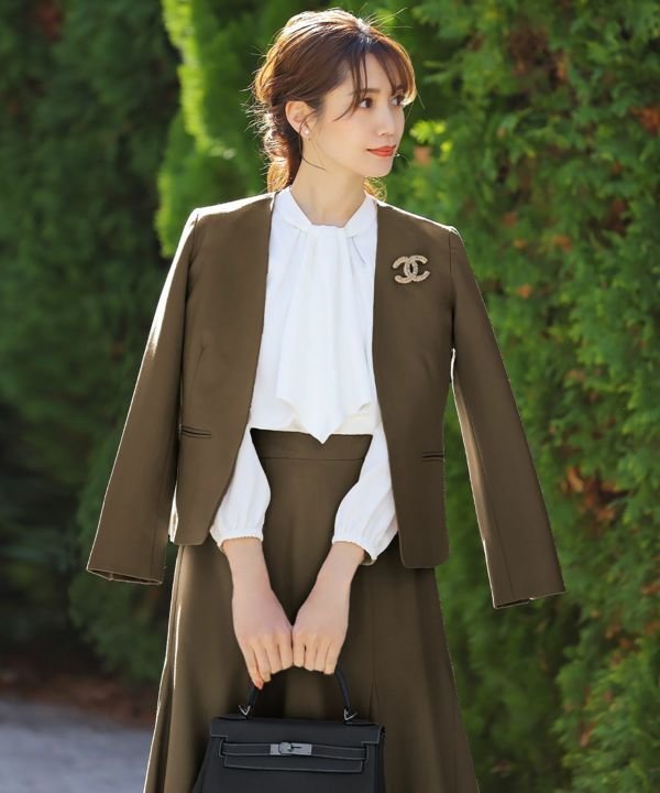 【フロリア/Flolia】の洗えるノーカラーシンプルジャケット インテリア・キッズ・メンズ・レディースファッション・服の通販 founy(ファニー) 　ファッション　Fashion　レディースファッション　Fashion for Women　アウター　Coat / Outerwear Collection　レディースジャケット・軽アウター　Jackets　新作・新入荷　New Arrivals / New In　カフス　Cuff Design　コンパクト　Compact, Small Size　シンプル　Simple, Minimal　ジャケット　Jacket, Outerwear　ストレッチ　Stretch, Stretchy Fabric　セットアップ　Set-Up, Coordinated Outfit　セレモニー　Ceremony　プチプライス・低価格　Affordable / Budget Price　ポケット　Pocket, Pocket Detail　エレガント 上品　Elegant　洗える　Machine Washable　モカ|ID: prp329100003801020 ipo3291000000024995944