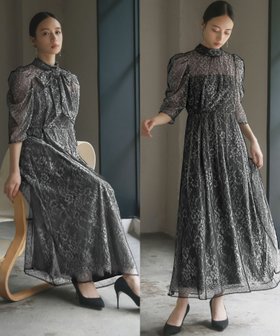 【ガール/GIRL】 【2WAY 着回しを楽しめる】レース×ドットチュールリボン付きスタンドネックミモレ丈ワンピースドレス人気、トレンドファッション・服の通販 founy(ファニー) ファッション Fashion レディースファッション Fashion for Women ワンピース Dresses フォーマル・パーティードレス・結婚式用ドレス Elegant & Casual Dresses 新作・新入荷 New Arrivals / New In ドレス Dress, One-Piece プチプライス・低価格 Affordable / Budget Price レース Lace, Lace Fabric |ID:prp329100003801036