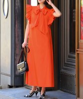 【エルフランク/ELFRANK】のボウタイリボン袖フリルロングワンピース 人気、トレンドファッション・服の通販 founy(ファニー) ファッション Fashion レディースファッション WOMEN ワンピース Dress NEW・新作・新着・新入荷 New Arrivals オレンジ Orange クラシック Classic スリーブ Sleeve トレンド Trend フリル Frills ブロード Broad プチプライス・低価格 Affordable ボウタイ Bow Tie リボン Ribbon ロング Long 洗える Washable |ID:prp329100003801156