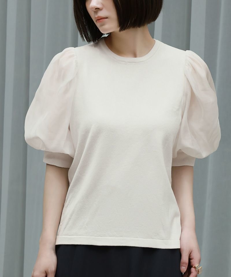 【ミュー/La mieux】のシアーパフスリーブニットトップス インテリア・キッズ・メンズ・レディースファッション・服の通販 founy(ファニー) ファッション Fashion レディースファッション Fashion for Women トップス・カットソー Cut & Sew Tops ニット Knit Tops & Sweaters 新作・新入荷 New Arrivals / New In コンビ Combo, Combination Style トレンド Trend, Trending Now ビジネス 仕事 通勤 Business / Work / Commuting フィット Fit, Slim Fit フェミニン Feminine, Girly プチプライス・低価格 Affordable / Budget Price オフホワイト|ID: prp329100003801221 ipo3291000000025560151