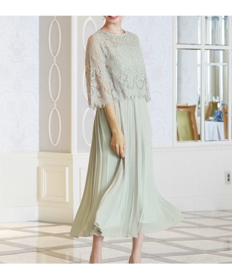 【ガール/GIRL】のレースブラウス&プリーツスカートドッキング結婚式ワンピース インテリア・キッズ・メンズ・レディースファッション・服の通販 founy(ファニー) 　ファッション　Fashion　レディースファッション　Fashion for Women　スカート　Skirts　プリーツスカート / 上品フェミニンスタイル　Pleated Skirts　新作・新入荷　New Arrivals / New In　ドッキング　Docking, Mixed Material　ドレス　Dress, One-Piece　プチプライス・低価格　Affordable / Budget Price　プリーツ　Pleats, Pleated　リボン　Ribbon, Bow　レース　Lace, Lace Fabric　二次会　After Party　結婚式　Wedding　ネイビー|ID: prp329100003801559 ipo3291000000024998061