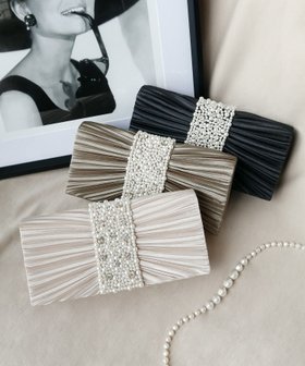 【ガール/GIRL】 ビジュー&パールラディアルサテンプリーツクラッチパーティーバッグ人気、トレンドファッション・服の通販 founy(ファニー) ファッション Fashion レディースファッション Fashion for Women バッグ Bags 新作・新入荷 New Arrivals / New In パール Pearl, Pearl Accent ビジュー Bijou, Jewel-like Accent プチプライス・低価格 Affordable / Budget Price |ID:prp329100003801841