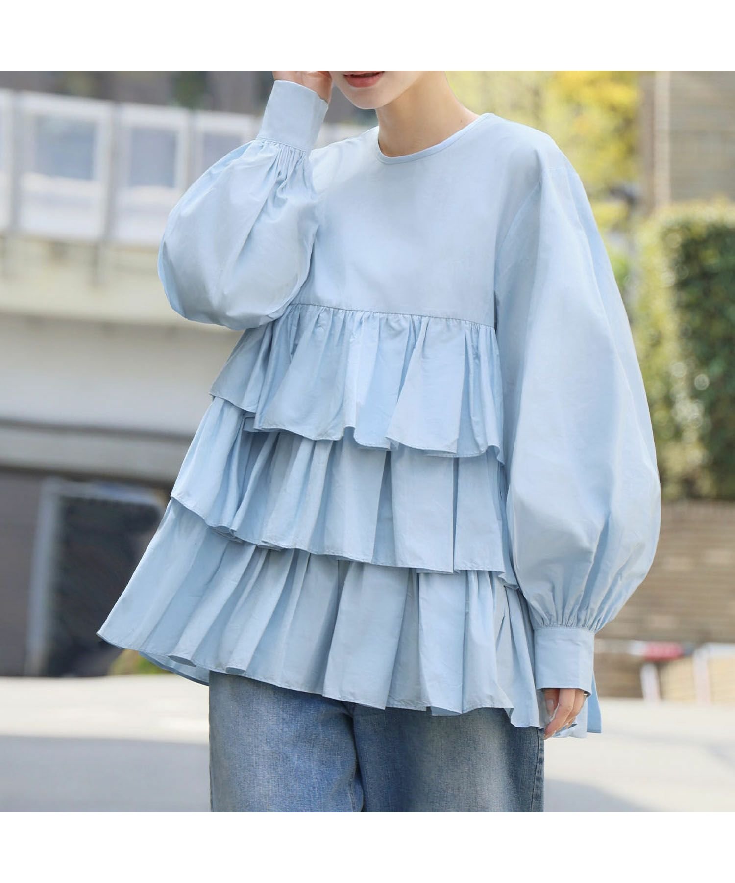 【エルフランク/ELFRANK】の【選べる福袋対象】【綿100%使用】ボリューム袖3段フリルティアードブラウス Washable 人気、トレンドファッション・服の通販 founy(ファニー) ファッション Fashion レディースファッション Fashion for Women トップス・カットソー Cut & Sew Tops シャツ・ブラウス・オフィスカジュアル Elegant Blouses & Button-Ups 新作・新入荷 New Arrivals / New In カフス Cuff Design ギャザー Gathered, Ruffled シンプル Simple, Minimal ティアード Tiered, Tiered Style フリル Frill, Ruffle ブロード Broadcloth, Fine Cotton プチプライス・低価格 Affordable / Budget Price 福袋 ハッピーバッグ Lucky Bag / Happy Bag other-1|ID: prp329100003801901 ipo3291000000031811995