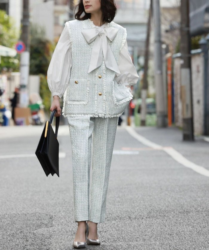 【エルフランク/ELFRANK】の【在庫限り】ツイードフリンジVネックベスト インテリア・キッズ・メンズ・レディースファッション・服の通販 founy(ファニー) https://founy.com/ ファッション Fashion レディースファッション Fashion for Women アウター Coat / Outerwear Collection トップス・カットソー Cut & Sew Tops ベスト&ジレ / 重ね着スタイル Vests & Gilets Vネックトップス V-Neck Tops / V-Cut Neckline Shirts 新作・新入荷 New Arrivals / New In プチプライス・低価格 Affordable / Budget Price ベスト Vest, Waistcoat |ID: prp329100003801972 ipo3291000000036170985