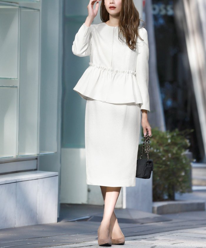 【フロリア/Flolia】のノーカラーツイードジャケット&タイトスカートの2点セットセレモニースーツ インテリア・キッズ・メンズ・レディースファッション・服の通販 founy(ファニー) https://founy.com/ ファッション Fashion レディースファッション Fashion for Women アウター Coat / Outerwear Collection レディースジャケット・軽アウター Jackets スーツ Business Suits & Workwear スーツジャケット・オフィスブレザー Suit Jackets / Blazers スーツスカート・ビジネス用スカート Suit Skirts / Office Skirts スーツセット・2点セット・レディーススーツ Suit Sets / 2-Piece Suits / Office Suit Sets 新作・新入荷 New Arrivals / New In スーツ Suit, Formalwear セレモニー Ceremony タイトスカート Pencil Skirt, Tight Skirt プチプライス・低価格 Affordable / Budget Price |ID: prp329100003802004 ipo3291000000036170906