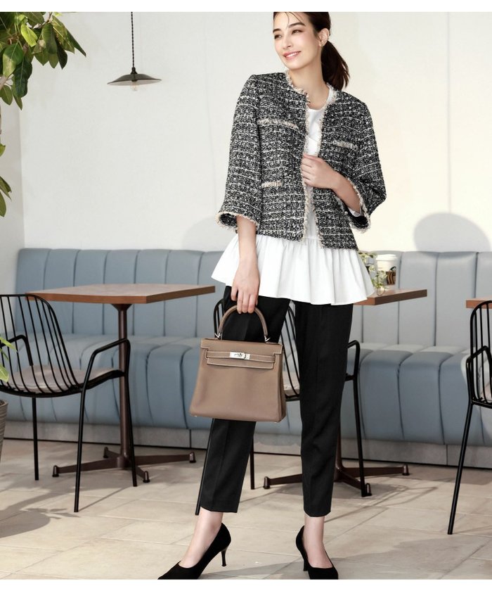 【フロリア/Flolia】のノーカラーツイードジャケット&ティアードブラウス&テーパードパンツの3点セットセレモニースーツ インテリア・キッズ・メンズ・レディースファッション・服の通販 founy(ファニー) https://founy.com/ ファッション Fashion レディースファッション Fashion for Women アウター Coat / Outerwear Collection レディースジャケット・軽アウター Jackets スーツ Business Suits & Workwear スーツジャケット・オフィスブレザー Suit Jackets / Blazers スーツパンツ・ドレスパンツ Suit Pants / Office Trousers / Dress Pants スーツセット・2点セット・レディーススーツ Suit Sets / 2-Piece Suits / Office Suit Sets 新作・新入荷 New Arrivals / New In スーツ Suit, Formalwear セレモニー Ceremony プチプライス・低価格 Affordable / Budget Price |ID: prp329100003802006 ipo3291000000036170923
