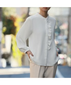 【フロリア/Flolia】の【オフィスもセレモニーも使える】洗えるミニフリルスタンドカラーブラウス 人気、トレンドファッション・服の通販 founy(ファニー) ファッション Fashion レディースファッション Fashion for Women トップス・カットソー Cut & Sew Tops シャツ・ブラウス・オフィスカジュアル Elegant Blouses & Button-Ups 新作・新入荷 New Arrivals / New In セレモニー Ceremony プチプライス・低価格 Affordable / Budget Price 洗える Machine Washable |ID:prp329100003811007