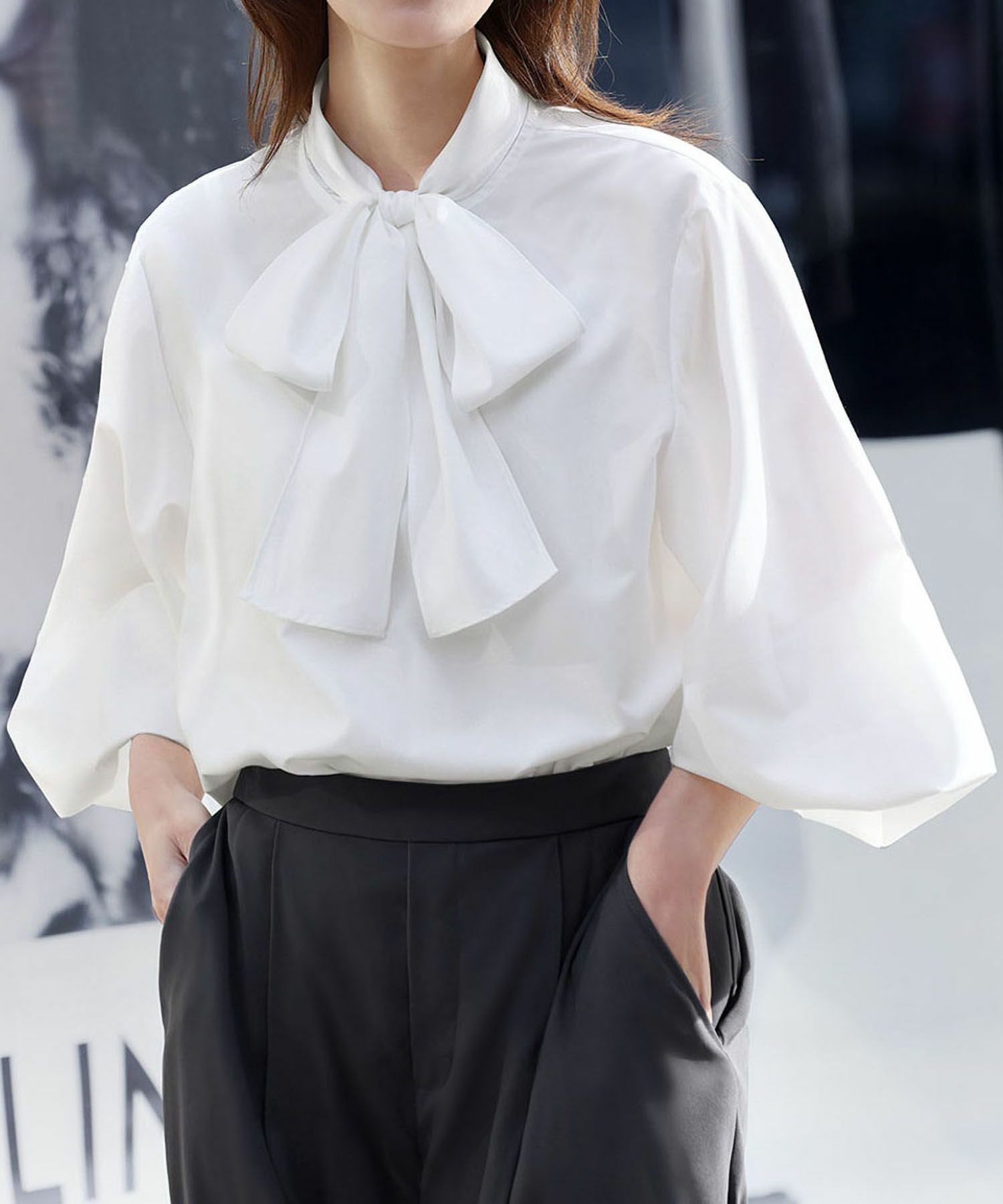 【フロリア/Flolia】の洗えるボウタイボリューム袖ブラウス 人気、トレンドファッション・服の通販 founy(ファニー) 　ファッション　Fashion　レディースファッション　Ladies' Fashion Online　トップス・カットソー　Tops/Tshirt　シャツ/ブラウス　Shirts/Blouses　洗える　Washable　スリーブ　Sleeve　ブロード　Broad　NEW・新作・新着・新入荷　New Arrivals　プチプライス・低価格　Affordable　セレモニー　Ceremony　入学式　Entrance Ceremony　卒業式　Graduation Ceremony　ビジネス 仕事 通勤　Business　 other-1|ID: prp329100003811010 ipo3291000000030700484