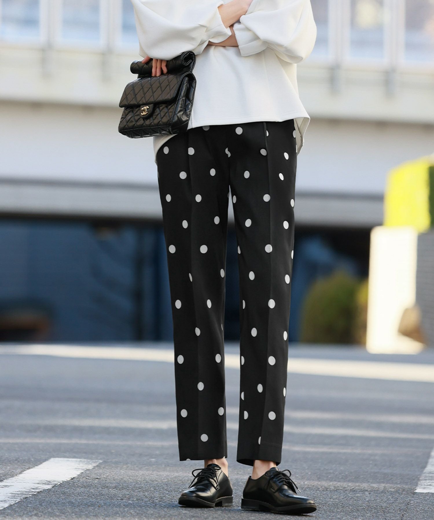 【エルフランク/ELFRANK】の【VERY掲載】ドットプリントセンタープレステーパードパンツ 人気、トレンドファッション・服の通販 founy(ファニー) 　ファッション　Fashion　レディースファッション　Fashion for Women　パンツ　Pants & Trousers　新作・新入荷　New Arrivals / New In　プチプライス・低価格　Affordable / Budget Price　 other-1|ID: prp329100003839886 ipo3291000000035504235