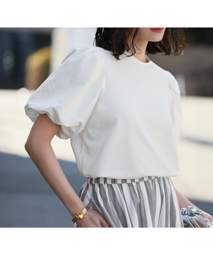 【エルフランク/ELFRANK】の異素材ドッキングバルーンスリーブカットソー Washable インテリア・キッズ・メンズ・レディースファッション・服の通販 founy(ファニー) https://founy.com/ ファッション Fashion レディースファッション Fashion for Women トップス・カットソー Cut & Sew Tops カットソー・ベーシックTシャツ Cut-and-Sewn Tops / Stretch Tees & Basics 新作・新入荷 New Arrivals / New In プチプライス・低価格 Affordable / Budget Price |ID: prp329100003894439 ipo3291000000036169878