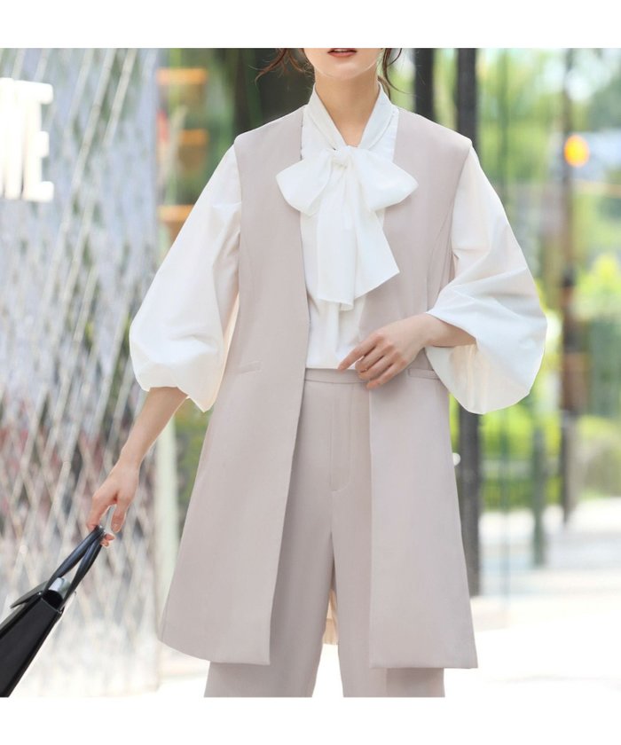 【フロリア/Flolia】の【在庫限り 特別値下げ】【3点セット】洗えるロングベスト/ジレ・ボウタイブラウス・ストレートパンツの3点セットアップセレモニースーツ インテリア・キッズ・メンズ・レディースファッション・服の通販 founy(ファニー) https://founy.com/ ファッション Fashion レディースファッション Fashion for Women アウター Coat / Outerwear Collection セットアップ Matching Sets レディースパンツ・ボトムス Pants & Trousers / Bottoms スーツ Business Suits & Workwear スーツパンツ・ドレスパンツ Suit Pants / Office Trousers / Dress Pants スーツセット・2点セット・レディーススーツ Suit Sets / 2-Piece Suits / Office Suit Sets 新作・新入荷 New Arrivals / New In プチプライス・低価格 Affordable / Budget Price ベスト Vest, Waistcoat ロング Long, Long-Length 洗える Machine Washable |ID: prp329100003954326 ipo3291000000036170999