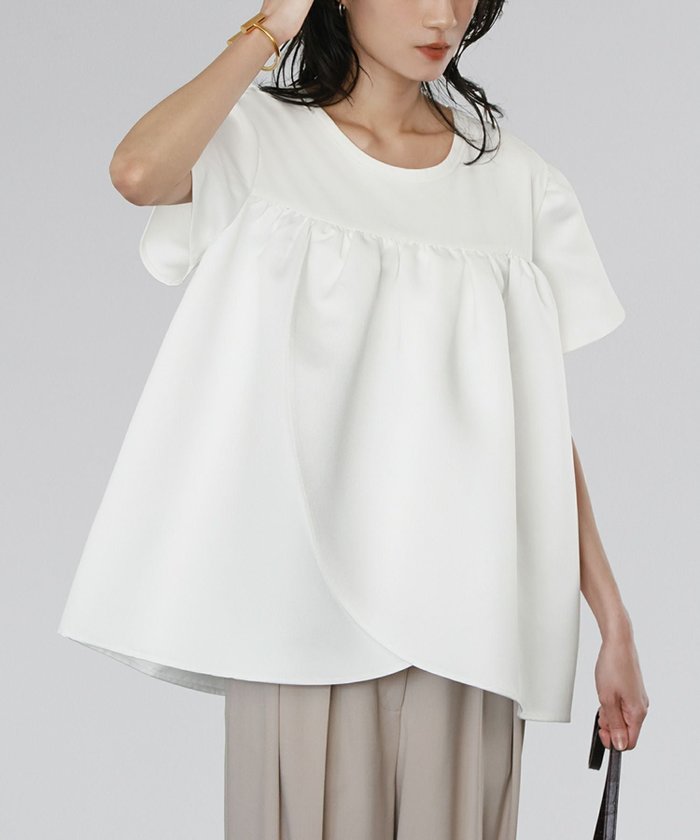 【エルフランク/ELFRANK】の2WAY異素材ドッキングチューリップスリーブトップス Washable インテリア・キッズ・メンズ・レディースファッション・服の通販 founy(ファニー) https://founy.com/ ファッション Fashion レディースファッション Fashion for Women トップス・カットソー Cut & Sew Tops 新作・新入荷 New Arrivals / New In プチプライス・低価格 Affordable / Budget Price |ID: prp329100003988383 ipo3291000000036170110