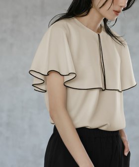 【フロリア/Flolia】の洗えるパイピングケープカラービジネスブラウス 人気、トレンドファッション・服の通販 founy(ファニー) ファッション Fashion レディースファッション WOMEN トップス・カットソー Tops/Tshirt シャツ/ブラウス Shirts/Blouses 洗える Washable シンプル Simple ストレッチ Stretch ツイル Twill プチプライス・低価格 Affordable ビジネス 仕事 通勤 Business |ID:prp329100004001910