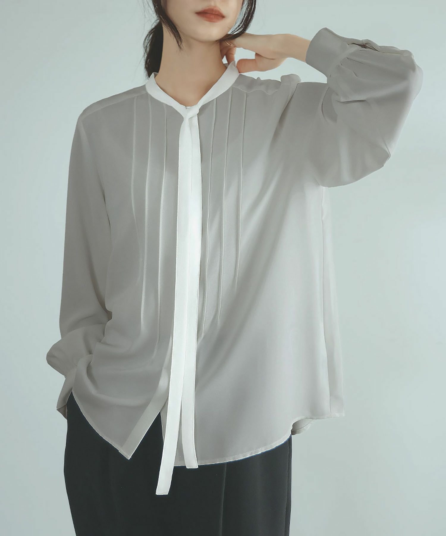 【フロリア/Flolia】の【オフィスもセレモニーも使える】洗えるバイカラーリボンピンタックボウタイビジネスブラウス 人気、トレンドファッション・服の通販 founy(ファニー) 　ファッション　Fashion　レディースファッション　Fashion for Women　トップス・カットソー　Cut & Sew Tops　シャツ・ブラウス・オフィスカジュアル　Elegant Blouses & Button-Ups　新作・新入荷　New Arrivals / New In　セレモニー　Ceremony　プチプライス・低価格　Affordable / Budget Price　洗える　Machine Washable　 other-1|ID: prp329100004067609 ipo3291000000035901706