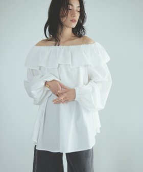 【エルフランク/ELFRANK】の2wayオフショルダーフリルチュニックブラウス Washable 人気、トレンドファッション・服の通販 founy(ファニー) ファッション Fashion レディースファッション Fashion for Women トップス・カットソー Cut & Sew Tops シャツ・ブラウス・オフィスカジュアル Elegant Blouses & Button-Ups 新作・新入荷 New Arrivals / New In プチプライス・低価格 Affordable / Budget Price |ID:prp329100004088998