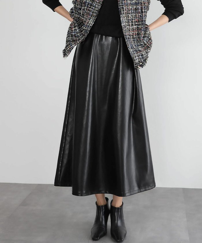 【エルフランク/ELFRANK】の【在庫限り!特別SALE】フェイクレザーセミフレアミモレ丈スカート インテリア・キッズ・メンズ・レディースファッション・服の通販 founy(ファニー) https://founy.com/ ファッション Fashion レディースファッション Fashion for Women スカート Skirts 新作・新入荷 New Arrivals / New In プチプライス・低価格 Affordable / Budget Price |ID: prp329100004089008 ipo3291000000035901595