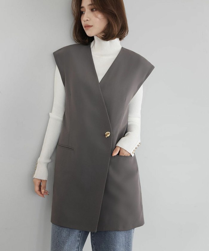 【エルフランク/ELFRANK】の【在庫限り/数量限定】バックシアーノーカラージレ/ベスト Washable インテリア・キッズ・メンズ・レディースファッション・服の通販 founy(ファニー) https://founy.com/ ファッション Fashion レディースファッション Fashion for Women アウター Coat / Outerwear Collection トップス・カットソー Cut & Sew Tops ベスト&ジレ / 重ね着スタイル Vests & Gilets バッグ Bags 新作・新入荷 New Arrivals / New In プチプライス・低価格 Affordable / Budget Price ベスト Vest, Waistcoat |ID: prp329100004089011 ipo3291000000036169663