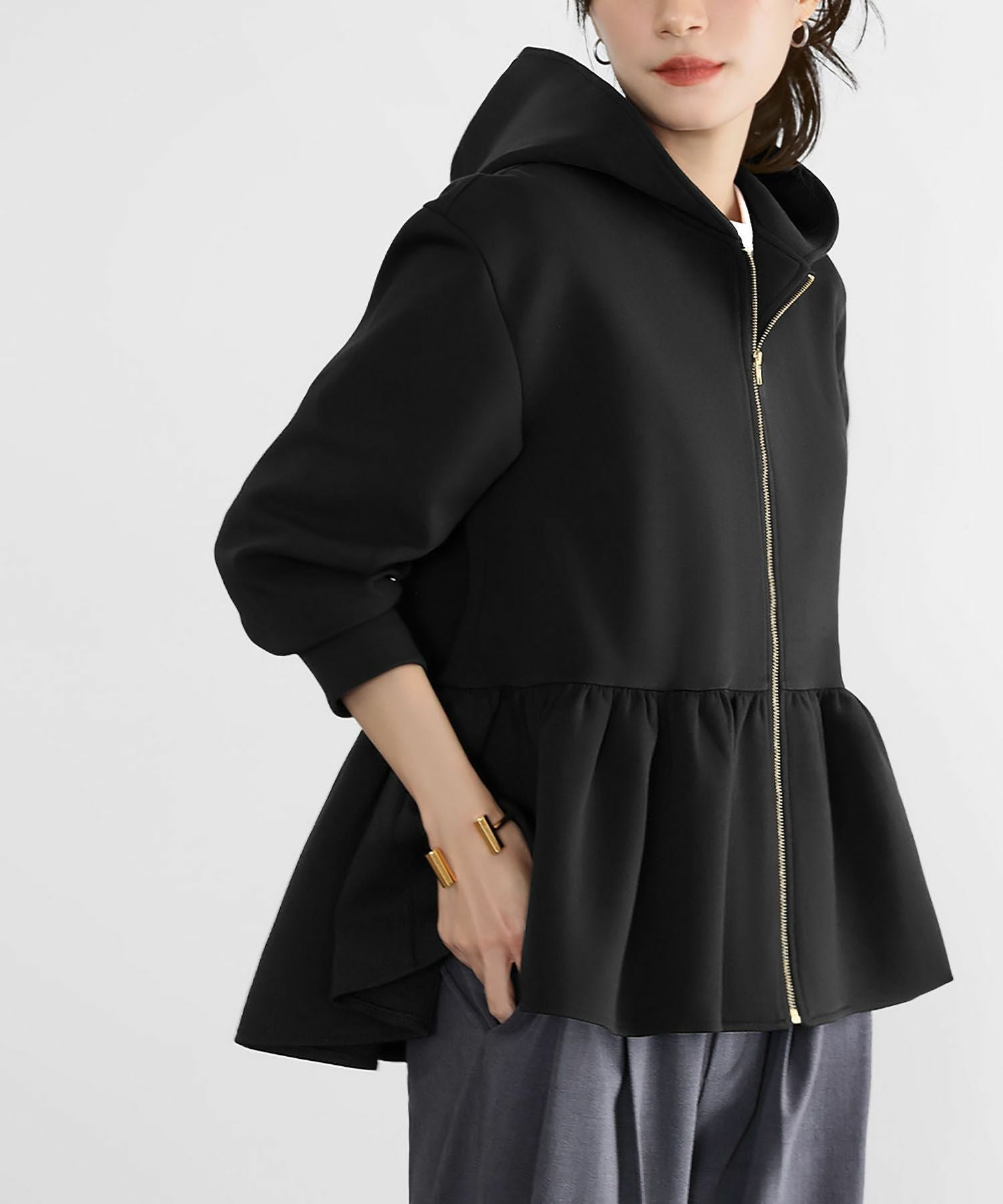 【エルフランク/ELFRANK】のジャージー素材ペプラムパーカー Washable 人気、トレンドファッション・服の通販 founy(ファニー) 　ファッション　Fashion　レディースファッション　Fashion for Women　トップス・カットソー　Cut & Sew Tops　レディースパーカー・カジュアルフーディー　Casual Hoodies & Sweatshirts　新作・新入荷　New Arrivals / New In　パーカー　Hoodie, Parka　プチプライス・低価格　Affordable / Budget Price　ペプラム　Peplum, Flared Hem　 other-1|ID: prp329100004120172 ipo3291000000036169083