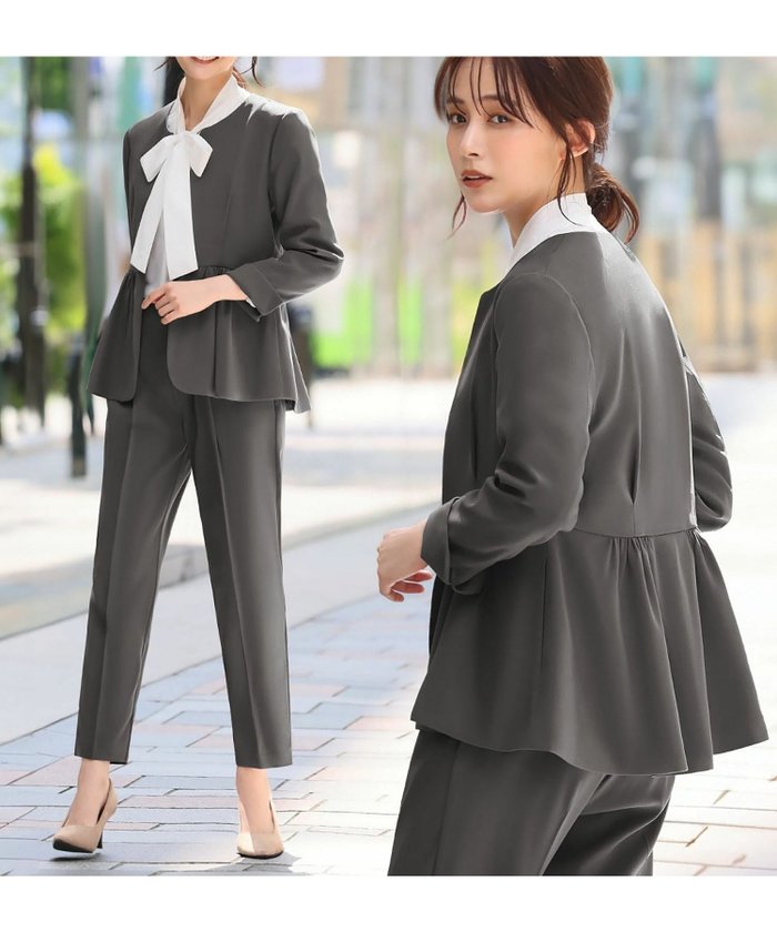 【フロリア/Flolia】の洗えるペプラムノーカラージャケット・ボウタイブラウス・テーパードパンツの3点セットアップフォーマルセレモニースーツ インテリア・キッズ・メンズ・レディースファッション・服の通販 founy(ファニー) https://founy.com/ ファッション Fashion レディースファッション Fashion for Women アウター Coat / Outerwear Collection レディースジャケット・軽アウター Jackets ノーカラージャケット / シンプル上品コーデ Collarless Jackets セットアップ Matching Sets レディースパンツ・ボトムス Pants & Trousers / Bottoms スーツ Business Suits & Workwear スーツジャケット・オフィスブレザー Suit Jackets / Blazers スーツパンツ・ドレスパンツ Suit Pants / Office Trousers / Dress Pants スーツセット・2点セット・レディーススーツ Suit Sets / 2-Piece Suits / Office Suit Sets 新作・新入荷 New Arrivals / New In プチプライス・低価格 Affordable / Budget Price ペプラム Peplum, Flared Hem 洗える Machine Washable |ID: prp329100004139904 ipo3291000000036169287