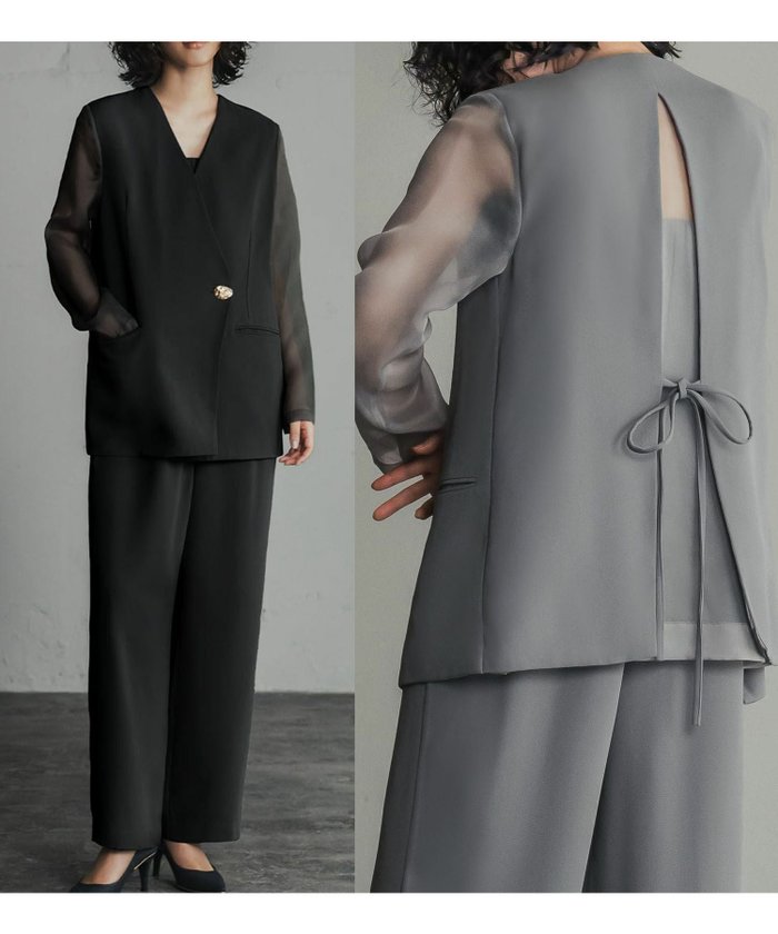 【フロリア/Flolia】の洗えるシアースリーブジャケット・オールインワンパンツの2点セットアップフォーマルセレモニースーツ インテリア・キッズ・メンズ・レディースファッション・服の通販 founy(ファニー) https://founy.com/ ファッション Fashion レディースファッション Fashion for Women アウター Coat / Outerwear Collection レディースジャケット・軽アウター Jackets セットアップ Matching Sets レディースパンツ・ボトムス Pants & Trousers / Bottoms スーツ Business Suits & Workwear スーツジャケット・オフィスブレザー Suit Jackets / Blazers スーツパンツ・ドレスパンツ Suit Pants / Office Trousers / Dress Pants スーツセット・2点セット・レディーススーツ Suit Sets / 2-Piece Suits / Office Suit Sets 新作・新入荷 New Arrivals / New In プチプライス・低価格 Affordable / Budget Price 洗える Machine Washable |ID: prp329100004168954 ipo3291000000036169377