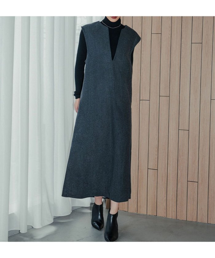 【アンピルーラ/Ampirula】のキーネックAラインロング丈ワンピース インテリア・キッズ・メンズ・レディースファッション・服の通販 founy(ファニー) https://founy.com/ ファッション Fashion レディースファッション WOMEN ワンピース Dress NEW・新作・新着・新入荷 New Arrivals インナー Inner フェルト Felt プチプライス・低価格 Affordable ロング Long |ID: prp329100004186738 ipo3291000000029009749