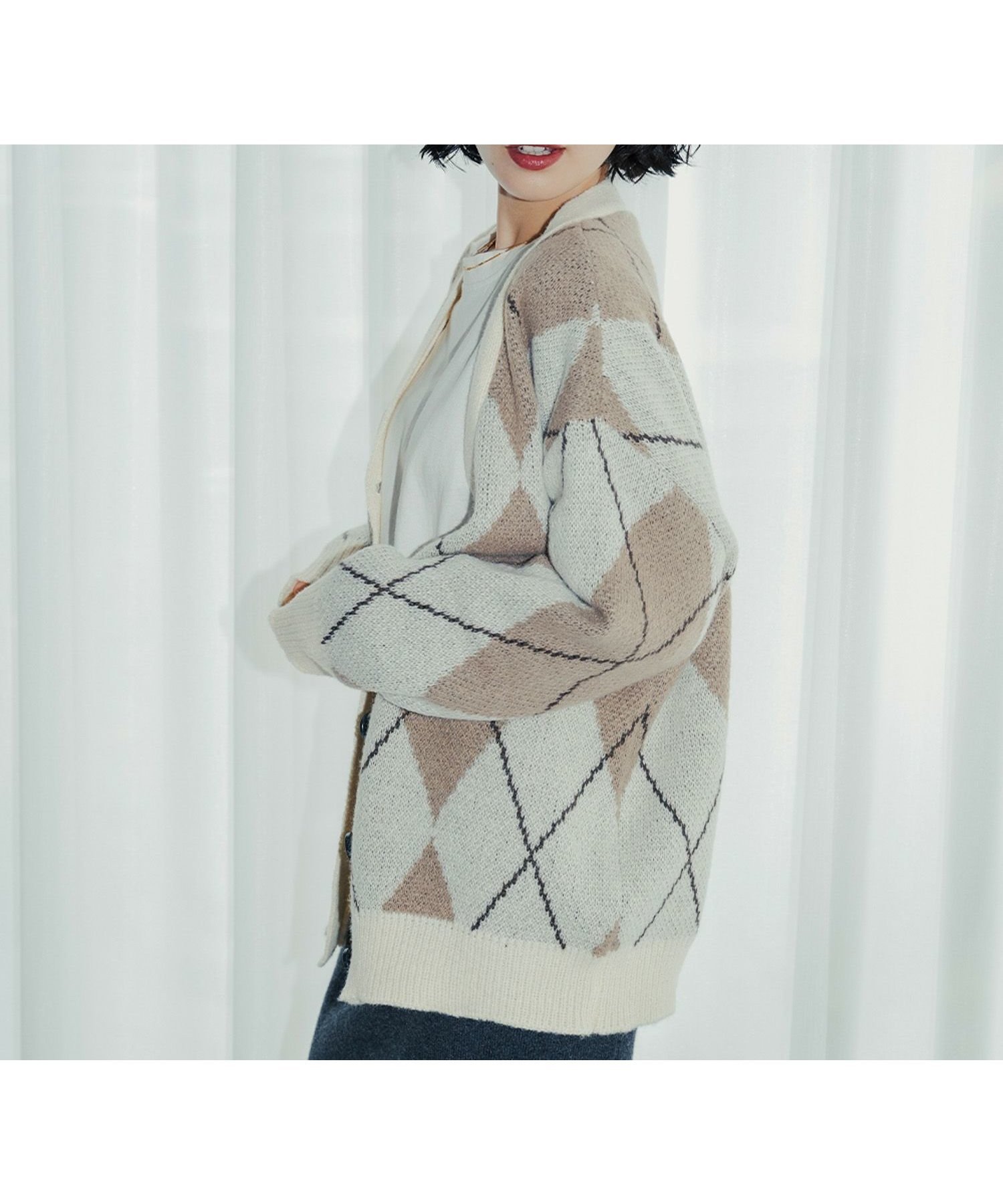 【アンピルーラ/Ampirula】のアーガイル柄ニットカーディガン 人気、トレンドファッション・服の通販 founy(ファニー) 　ファッション　Fashion　レディースファッション　Fashion for Women　トップス・カットソー　Cut & Sew Tops　ニット　Knit Tops & Sweaters　カーディガン・羽織り　Layered Style Cardigans　新作・新入荷　New Arrivals / New In　カーディガン　Cardigan, Knitwear　プチプライス・低価格　Affordable / Budget Price　 other-1|ID: prp329100004186743 ipo3291000000035504194