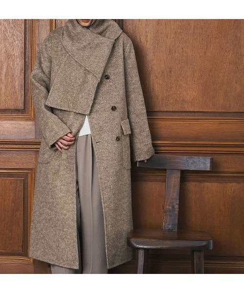【エルフランク/ELFRANK】の【ウールコート】マフラードッキング風ハイネックロング丈コート インテリア・キッズ・メンズ・レディースファッション・服の通販 founy(ファニー) https://founy.com/ ファッション Fashion レディースファッション WOMEN アウター Coat Outerwear コート Coats マフラー Mufflers NEW・新作・新着・新入荷 New Arrivals シンプル Simple ドッキング Docking ハイネック High Neck フォーマル Formal プチプライス・低価格 Affordable ポケット Pocket マフラー Scarf ロング Long 冬 Winter |ID: prp329100004224691 ipo3291000000029273715