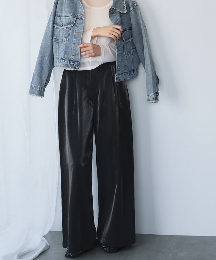 【アンピルーラ/Ampirula】の洗えるメタリックタックワイドパンツ インテリア・キッズ・メンズ・レディースファッション・服の通販 founy(ファニー) https://founy.com/ ファッション Fashion レディースファッション Fashion for Women パンツ Pants & Trousers 新作・新入荷 New Arrivals / New In プチプライス・低価格 Affordable / Budget Price 洗える Machine Washable |ID: prp329100004258583 ipo3291000000035503407