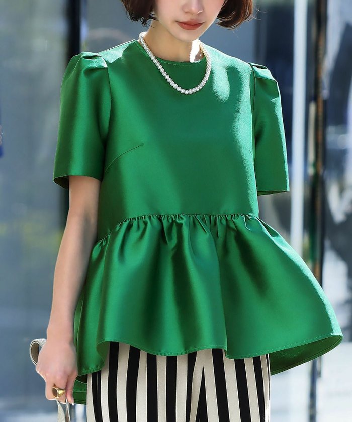 【エルフランク/ELFRANK】のパフスリーブペプラム切替トップス インテリア・キッズ・メンズ・レディースファッション・服の通販 founy(ファニー) https://founy.com/ ファッション Fashion レディースファッション Fashion for Women トップス・カットソー Cut & Sew Tops 新作・新入荷 New Arrivals / New In プチプライス・低価格 Affordable / Budget Price 切替 Switching, Contrast Panel |ID: prp329100004338032 ipo3291000000036168495