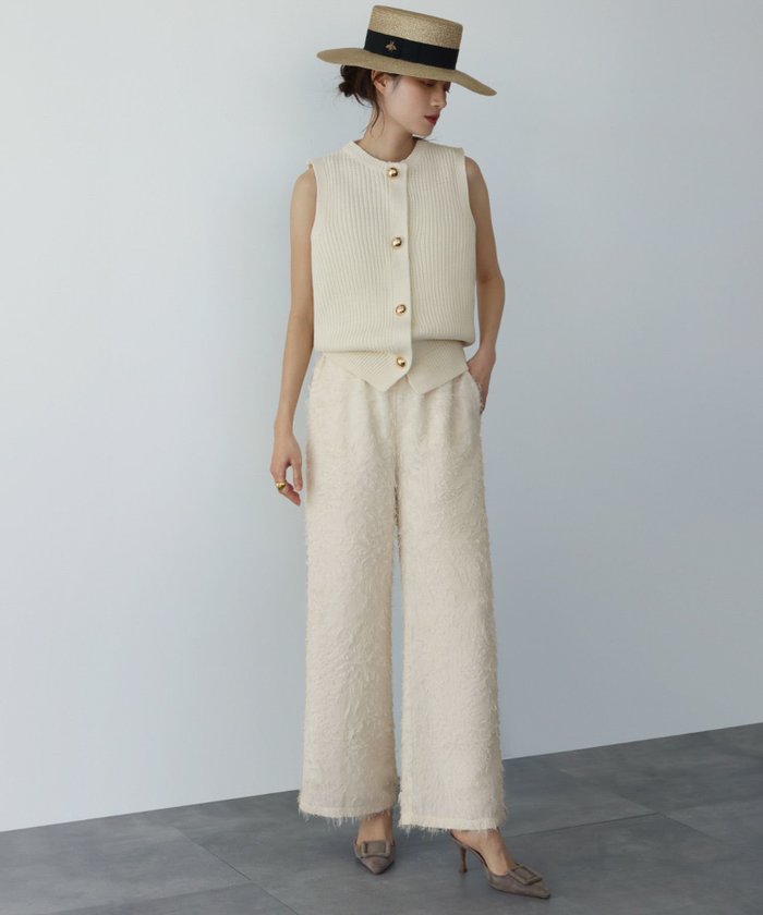 【エルフランク/ELFRANK】のショートフリンジジャガードワイドパンツ インテリア・キッズ・メンズ・レディースファッション・服の通販 founy(ファニー) https://founy.com/ ファッション Fashion レディースファッション Fashion for Women パンツ Pants & Trousers 新作・新入荷 New Arrivals / New In プチプライス・低価格 Affordable / Budget Price |ID: prp329100004338033 ipo3291000000035503697