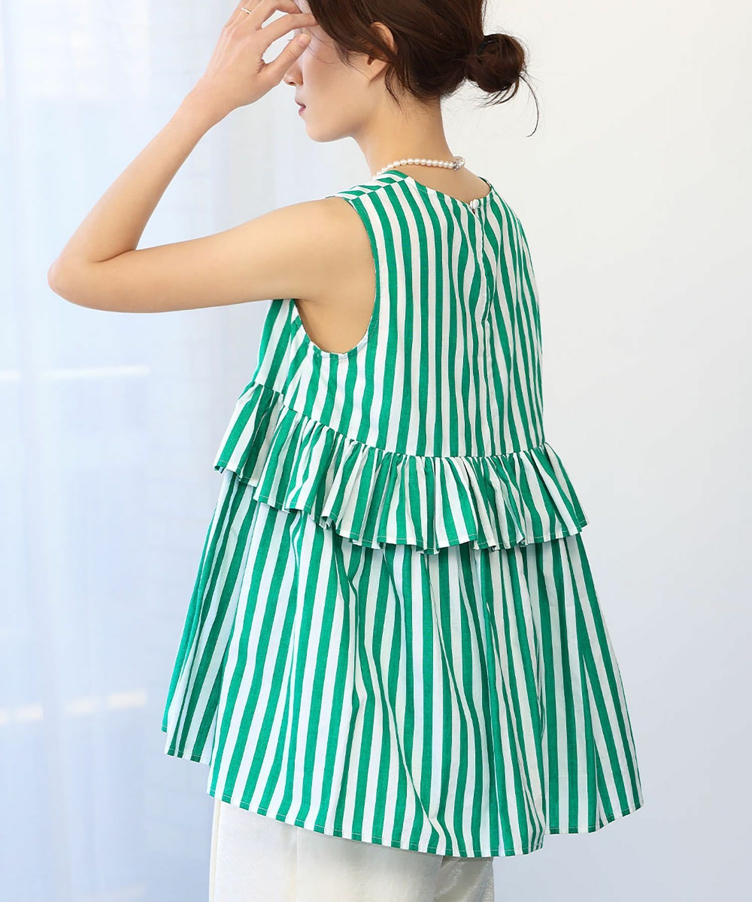 【エルフランク/ELFRANK】のストライプバックフリルチュニックブラウス Washable 人気、トレンドファッション・服の通販 founy(ファニー) 　ファッション　Fashion　レディースファッション　Fashion for Women　トップス・カットソー　Cut & Sew Tops　シャツ・ブラウス・オフィスカジュアル　Elegant Blouses & Button-Ups　新作・新入荷　New Arrivals / New In　プチプライス・低価格　Affordable / Budget Price　 other-1|ID: prp329100004338043 ipo3291000000036168626