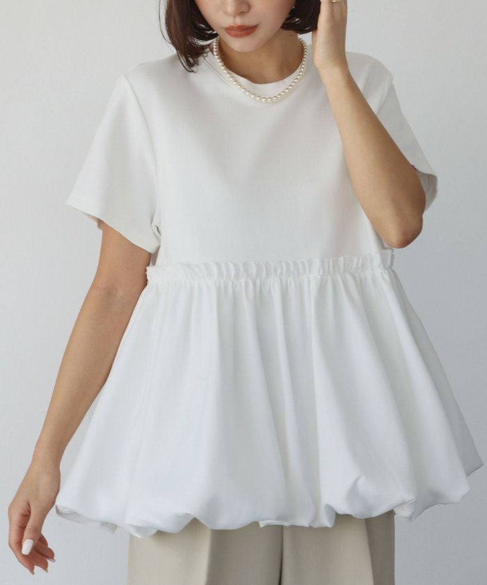 【エルフランク/ELFRANK】のバルーン切替カットソー Washable インテリア・キッズ・メンズ・レディースファッション・服の通販 founy(ファニー) https://founy.com/ ファッション Fashion レディースファッション Fashion for Women トップス・カットソー Cut & Sew Tops カットソー・ベーシックTシャツ Cut-and-Sewn Tops / Stretch Tees & Basics 新作・新入荷 New Arrivals / New In カットソー Cut and Sewn Top バルーン Balloon, Balloon Silhouette プチプライス・低価格 Affordable / Budget Price 切替 Switching, Contrast Panel |ID: prp329100004344317 ipo3291000000036168572