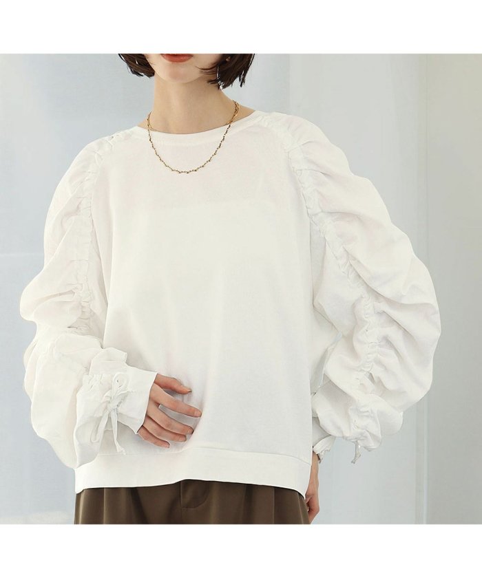 【アンピルーラ/Ampirula】の洗えるシャーリングボリュームスリーブ異素材MIXプルオーバー インテリア・キッズ・メンズ・レディースファッション・服の通販 founy(ファニー) https://founy.com/ ファッション Fashion レディースファッション Fashion for Women トップス・カットソー Cut & Sew Tops カジュアルプルオーバー・ニットトップス Pullovers & Knit Tops / Casual Pullovers ボリューム袖・フリルスリーブブラウス Voluminous & Ruffle Sleeves / Puffy Sleeve Tops 新作・新入荷 New Arrivals / New In プチプライス・低価格 Affordable / Budget Price 洗える Machine Washable |ID: prp329100004344329 ipo3291000000036168189