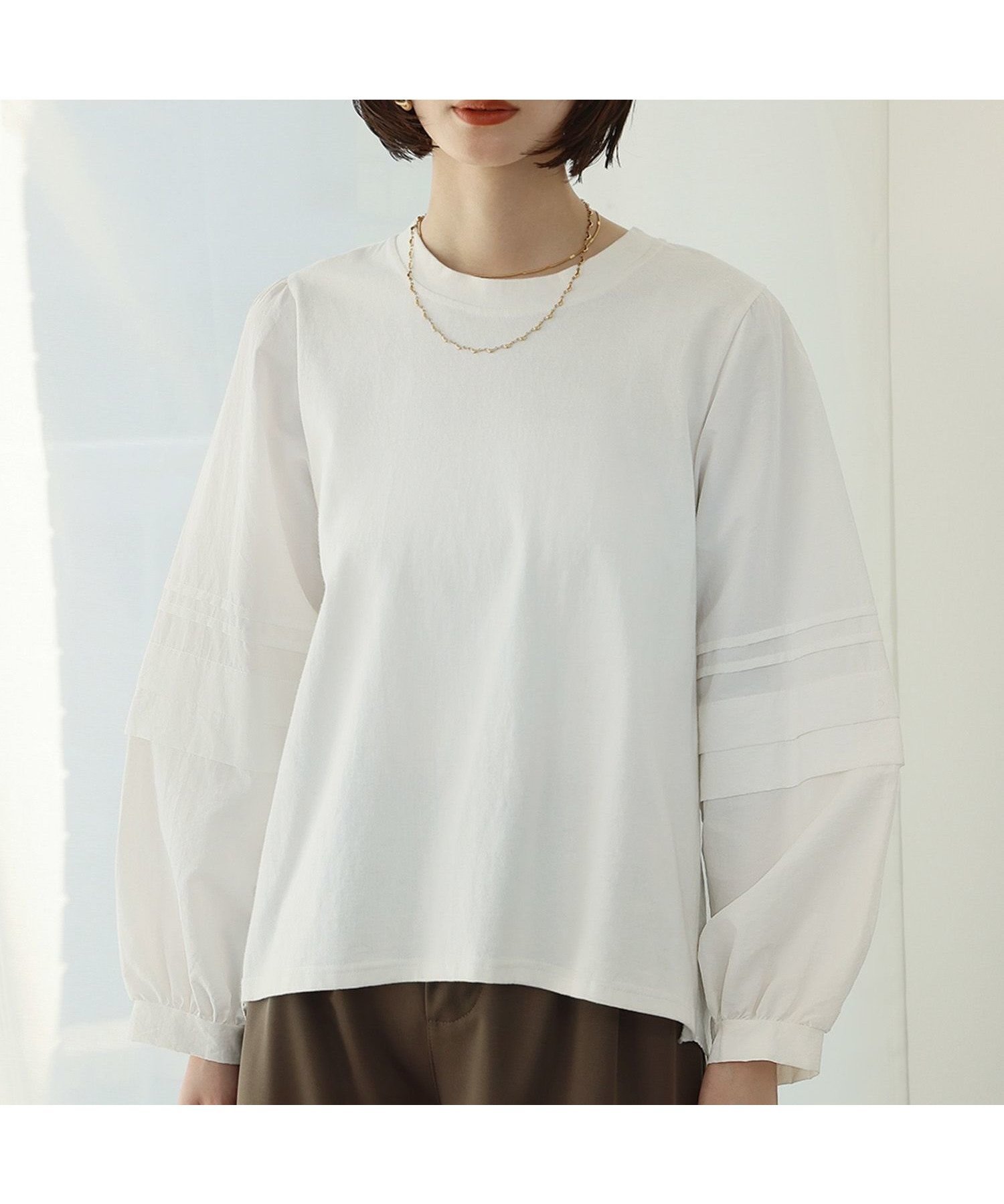 【アンピルーラ/Ampirula】の洗える異素材ドッキングボリュームスリーブプルオーバー 人気、トレンドファッション・服の通販 founy(ファニー) 　ファッション　Fashion　レディースファッション　Fashion for Women　トップス・カットソー　Cut & Sew Tops　カジュアルプルオーバー・ニットトップス　Pullovers & Knit Tops / Casual Pullovers　ボリューム袖・フリルスリーブブラウス　Voluminous & Ruffle Sleeves / Puffy Sleeve Tops　新作・新入荷　New Arrivals / New In　プチプライス・低価格　Affordable / Budget Price　洗える　Machine Washable　 other-1|ID: prp329100004344334 ipo3291000000035900692