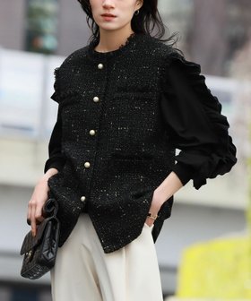 【エルフランク/ELFRANK】の【VERY掲載】パールボタンツイードフリンジベスト 人気、トレンドファッション・服の通販 founy(ファニー) ファッション Fashion レディースファッション Fashion for Women アウター Coat / Outerwear Collection トップス・カットソー Cut & Sew Tops ベスト&ジレ / 重ね着スタイル Vests & Gilets 新作・新入荷 New Arrivals / New In プチプライス・低価格 Affordable / Budget Price |ID:prp329100004349565