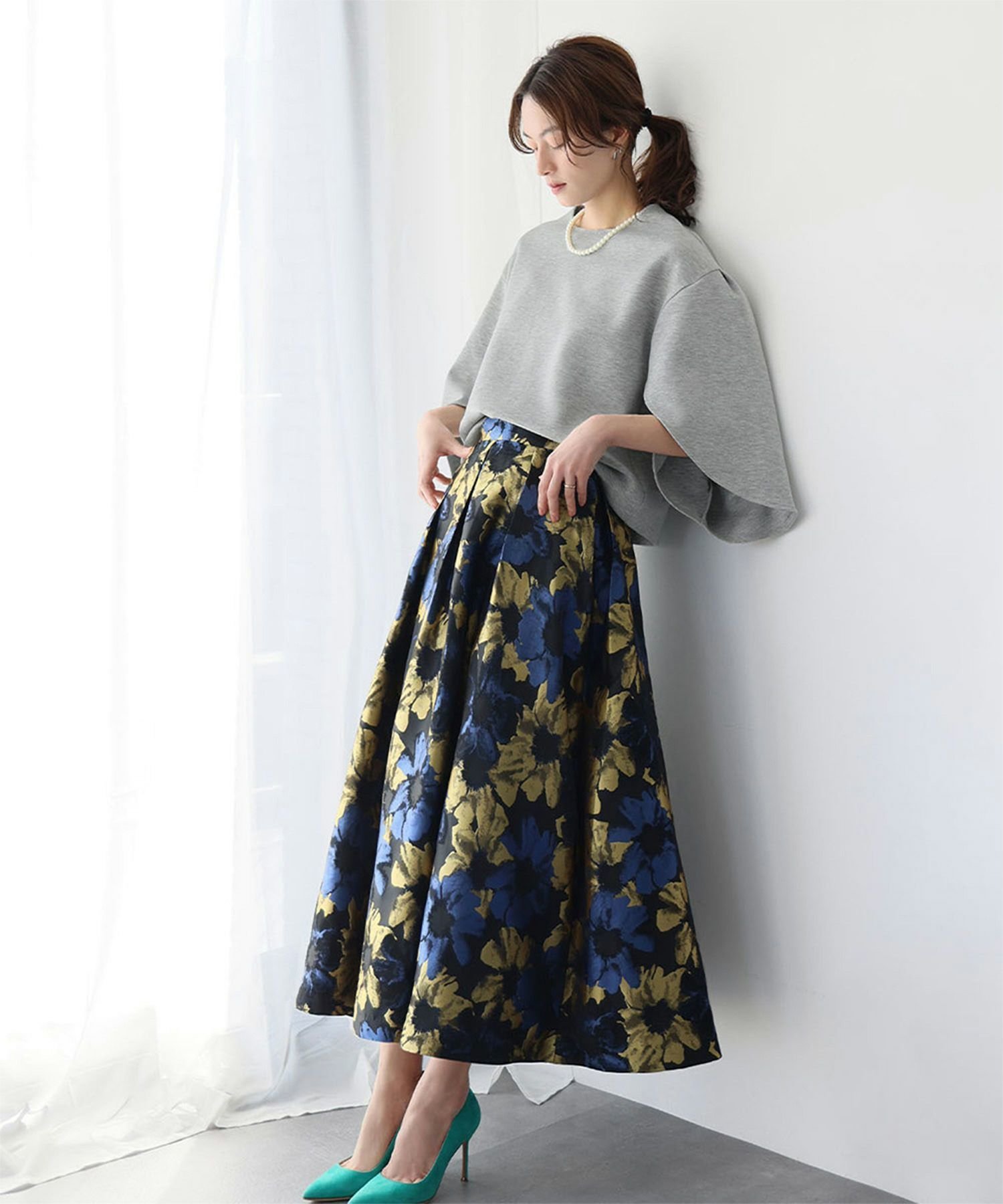 【エルフランク/ELFRANK】のフラワージャガードタックフレアスカート Washable 人気、トレンドファッション・服の通販 founy(ファニー) 　ファッション　Fashion　レディースファッション　Fashion for Women　スカート　Skirts　Aライン・フレアスカート　A-Line & Flared Skirts　新作・新入荷　New Arrivals / New In　プチプライス・低価格　Affordable / Budget Price　 other-1|ID: prp329100004351241 ipo3291000000035901033