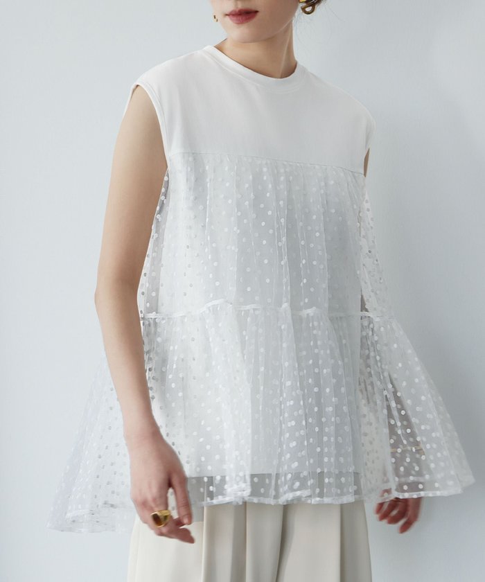 【エルフランク/ELFRANK】のドットチュールドッキングカットソー Washable インテリア・キッズ・メンズ・レディースファッション・服の通販 founy(ファニー) https://founy.com/ ファッション Fashion レディースファッション Fashion for Women トップス・カットソー Cut & Sew Tops カットソー・ベーシックTシャツ Cut-and-Sewn Tops / Stretch Tees & Basics 新作・新入荷 New Arrivals / New In プチプライス・低価格 Affordable / Budget Price |ID: prp329100004351250 ipo3291000000036167826