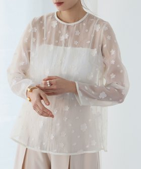 【エルフランク/ELFRANK】のフルール柄シアージャガードブラウス Washable 人気、トレンドファッション・服の通販 founy(ファニー) ファッション Fashion レディースファッション Fashion for Women トップス・カットソー Cut & Sew Tops シャツ・ブラウス・オフィスカジュアル Elegant Blouses & Button-Ups 新作・新入荷 New Arrivals / New In オケージョン Occasion Wear カットジャガード Cut Jacquard シンプル Simple, Minimal トレンド Trend, Trending Now プチプライス・低価格 Affordable / Budget Price ボトム Bottoms, Lower Wear ロング Long, Long-Length |ID:prp329100004352937