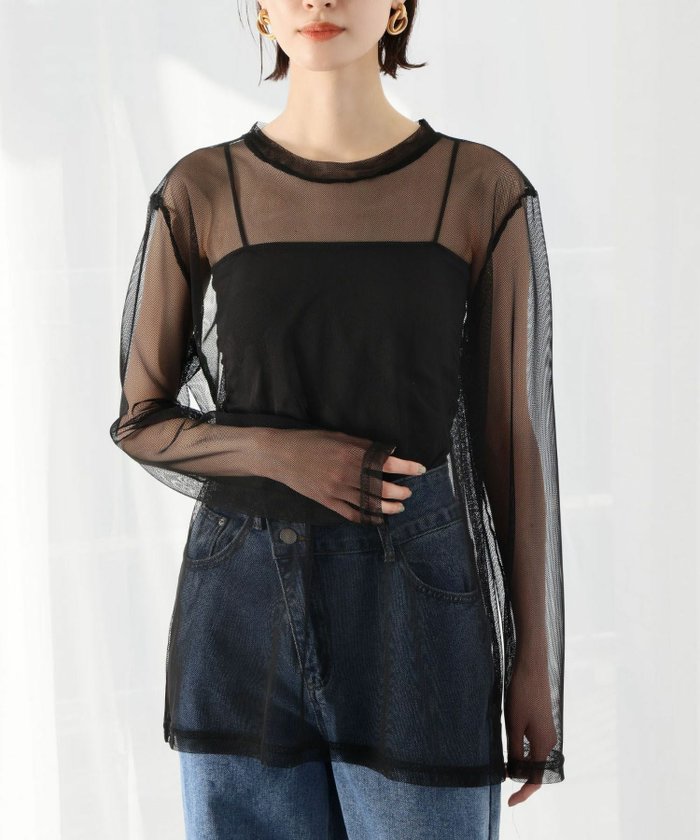 【アンピルーラ/Ampirula】の洗えるレイヤードメッシュシアーカットソー インテリア・キッズ・メンズ・レディースファッション・服の通販 founy(ファニー) https://founy.com/ ファッション Fashion レディースファッション Fashion for Women トップス・カットソー Cut & Sew Tops カットソー・ベーシックTシャツ Cut-and-Sewn Tops / Stretch Tees & Basics 新作・新入荷 New Arrivals / New In プチプライス・低価格 Affordable / Budget Price 洗える Machine Washable |ID: prp329100004389817 ipo3291000000036167004