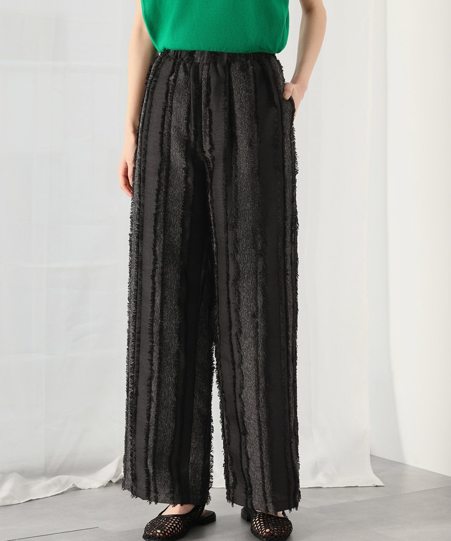 【アンピルーラ/Ampirula】の洗えるフリンジストライプワイドパンツ 人気、トレンドファッション・服の通販 founy(ファニー) 　ファッション　Fashion　レディースファッション　Fashion for Women　パンツ　Pants & Trousers　新作・新入荷　New Arrivals / New In　プチプライス・低価格　Affordable / Budget Price　洗える　Machine Washable　 other-1|ID: prp329100004404063 ipo3291000000035503225