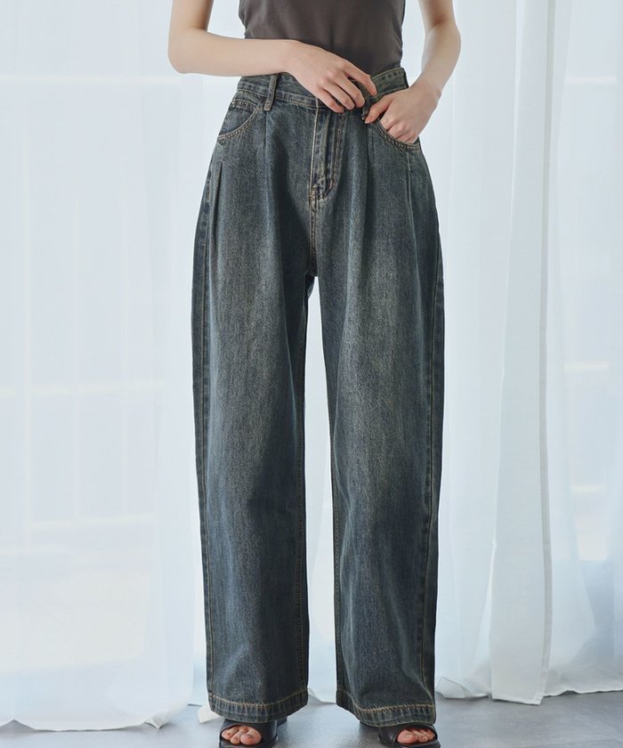 【アンピルーラ/Ampirula】のタックワイドカーブデニムパンツ インテリア・キッズ・メンズ・レディースファッション・服の通販 founy(ファニー) https://founy.com/ ファッション Fashion レディースファッション Fashion for Women パンツ Pants & Trousers デニムパンツ・ジーンズ・美脚デニム Denim Jeans & Pants 新作・新入荷 New Arrivals / New In プチプライス・低価格 Affordable / Budget Price |ID: prp329100004429058 ipo3291000000035900197