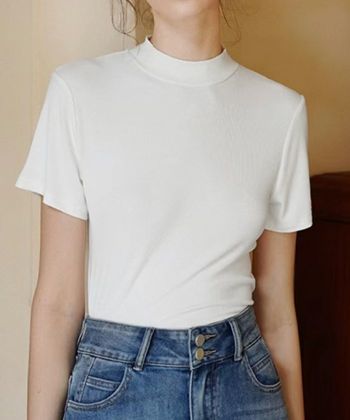 【ロワ/LOWO】のモックネック半袖Tシャツ カットソー インテリア・キッズ・メンズ・レディースファッション・服の通販 founy(ファニー) https://founy.com/ ファッション Fashion レディースファッション Fashion for Women トップス・カットソー Cut & Sew Tops シャツ・ブラウス・オフィスカジュアル Elegant Blouses & Button-Ups ロングTシャツ・Tシャツ Longline T-Shirts & Tees カットソー・ベーシックTシャツ Cut-and-Sewn Tops / Stretch Tees & Basics カットソー Cut and Sewn Top コンパクト Compact, Small Size シンプル Simple, Minimal プチプライス・低価格 Affordable / Budget Price モックネック Mock Neck, Short Turtleneck エレガント 上品 Elegant 半袖 Short Sleeve, Half Sleeve |ID: prp329100004430508 ipo3291000000030941793