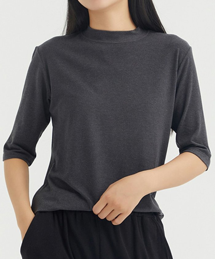 【ロワ/LOWO】のプチハイネック五分袖Tシャツ インテリア・キッズ・メンズ・レディースファッション・服の通販 founy(ファニー) https://founy.com/ ファッション Fashion レディースファッション Fashion for Women トップス・カットソー Cut & Sew Tops シャツ・ブラウス・オフィスカジュアル Elegant Blouses & Button-Ups ロングTシャツ・Tシャツ Longline T-Shirts & Tees シンプル Simple, Minimal トレンド Trend, Trending Now プチプライス・低価格 Affordable / Budget Price エレガント 上品 Elegant 半袖 Short Sleeve, Half Sleeve |ID: prp329100004431815 ipo3291000000030954737