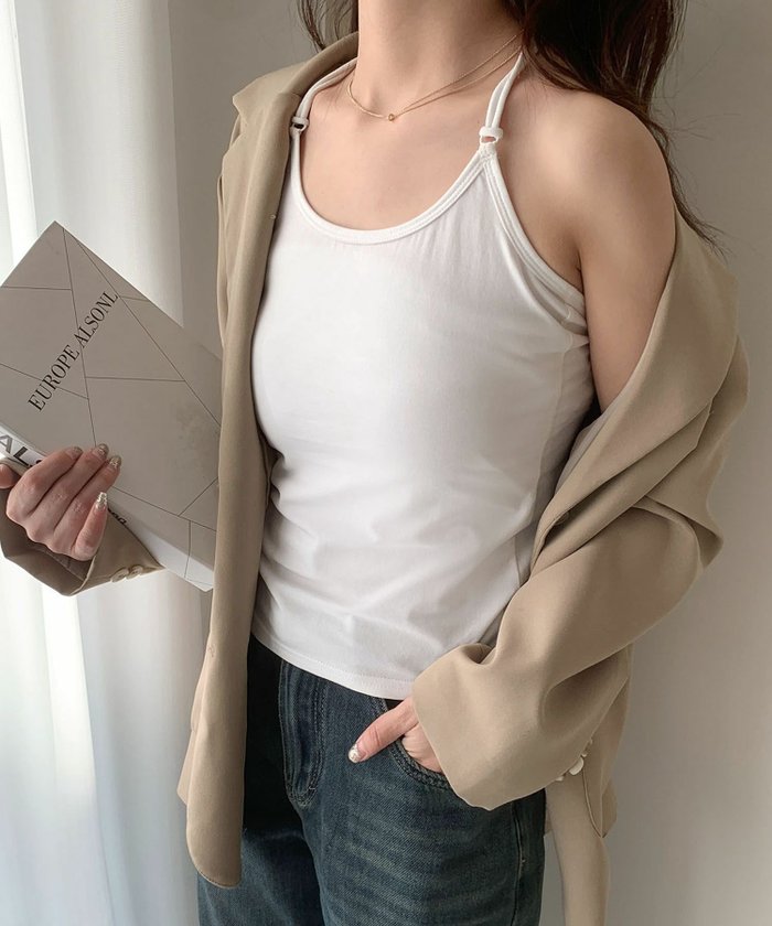 【ロワ/LOWO】のホルターネック風バッククロスキャミソール インテリア・キッズ・メンズ・レディースファッション・服の通販 founy(ファニー) https://founy.com/ ファッション Fashion レディースファッション Fashion for Women トップス・カットソー Cut & Sew Tops キャミソール&ノースリーブ Camisoles & Sleeveless Tops バッグ Bags キャミソール Camisole, Spaghetti Strap Top シンプル Simple, Minimal デニム Denim, Jeans Material フェミニン Feminine, Girly フロント Front, Front Design プチプライス・低価格 Affordable / Budget Price 夏 Summer |ID: prp329100004431838 ipo3291000000030954818