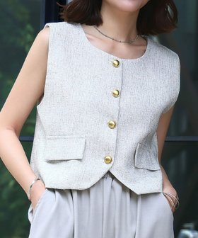 【アンピルーラ/Ampirula】 ツイードゴールドボタンジレ人気、トレンドファッション・服の通販 founy(ファニー) ファッション Fashion レディースファッション Fashion for Women アウター Coat / Outerwear Collection トップス・カットソー Cut & Sew Tops ベスト&ジレ / 重ね着スタイル Vests & Gilets 新作・新入荷 New Arrivals / New In プチプライス・低価格 Affordable / Budget Price |ID:prp329100004433633