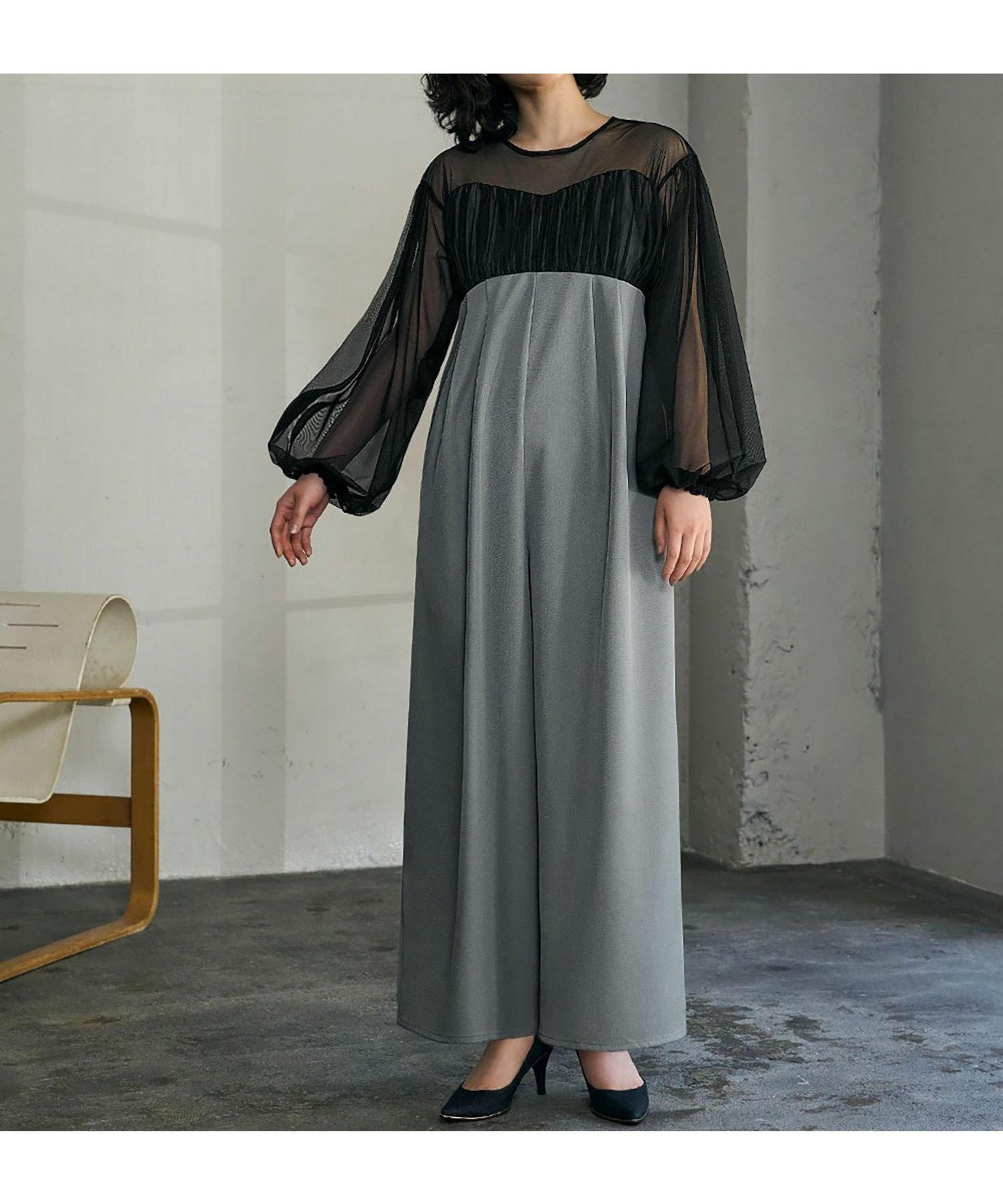 【ガール/GIRL】のリネンタッチチュールドッキングオールインワンパンツドレス 人気、トレンドファッション・服の通販 founy(ファニー) 　ファッション　Fashion　レディースファッション　WOMEN　パンツ　Pants　エレガント 上品　Elegant　チュール　Tulle　ドッキング　Docking　フォーマル　Formal　ヨーク　Yoke　リネン　Linen　ロング　Long　ワイド　Wide　NEW・新作・新着・新入荷　New Arrivals　プチプライス・低価格　Affordable　 other-1|ID: prp329100004433640 ipo3291000000030969655
