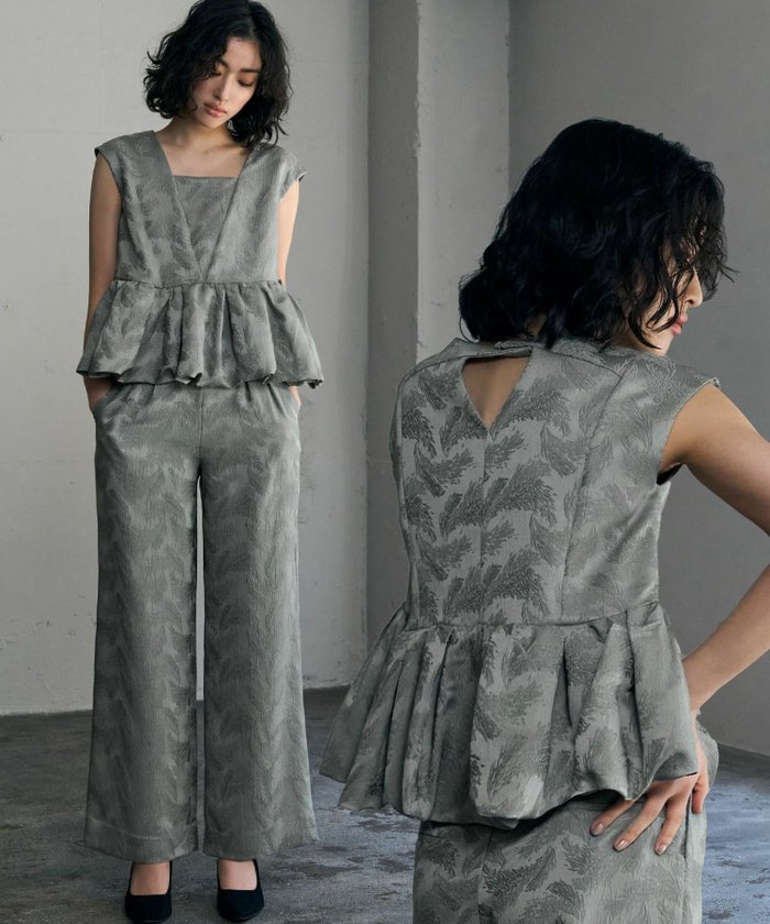 【ガール/GIRL】の【ANDRESD】フェザー柄フレンチスリーブペプラムトップス・ハイウエストパンツの2点セットパンツドレス インテリア・キッズ・メンズ・レディースファッション・服の通販 founy(ファニー) https://founy.com/ ファッション Fashion レディースファッション Fashion for Women パンツ Pants & Trousers 新作・新入荷 New Arrivals / New In ドレス Dress, One-Piece フェザー Feather, Feather Detail フレンチ French, French Style プチプライス・低価格 Affordable / Budget Price |ID: prp329100004441431 ipo3291000000035899731