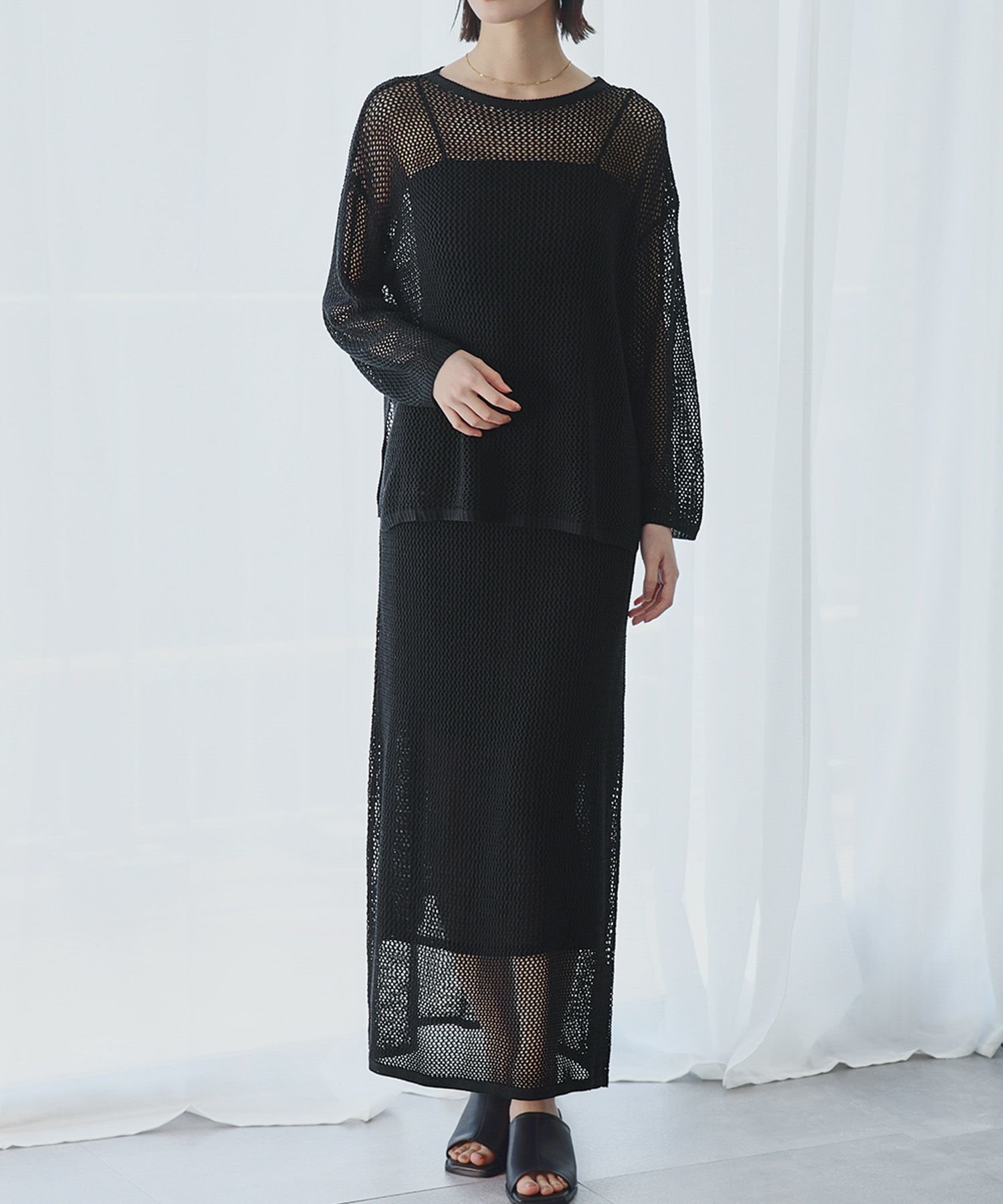 【ロワ/LOWO】の【2025SS】メッシュニットシアープルオーバー&ナロースカートのセットアップ 人気、トレンドファッション・服の通販 founy(ファニー) 　ファッション　Fashion　レディースファッション　WOMEN　セットアップ　Setup　スカート　Skirt　NEW・新作・新着・新入荷　New Arrivals　2025年　2025　2025春夏・S/S　Ss,Spring/Summer,2025　セットアップ　Set Up　プチプライス・低価格　Affordable　楽ちん　Easy　 other-1|ID: prp329100004450971 ipo3291000000031132520