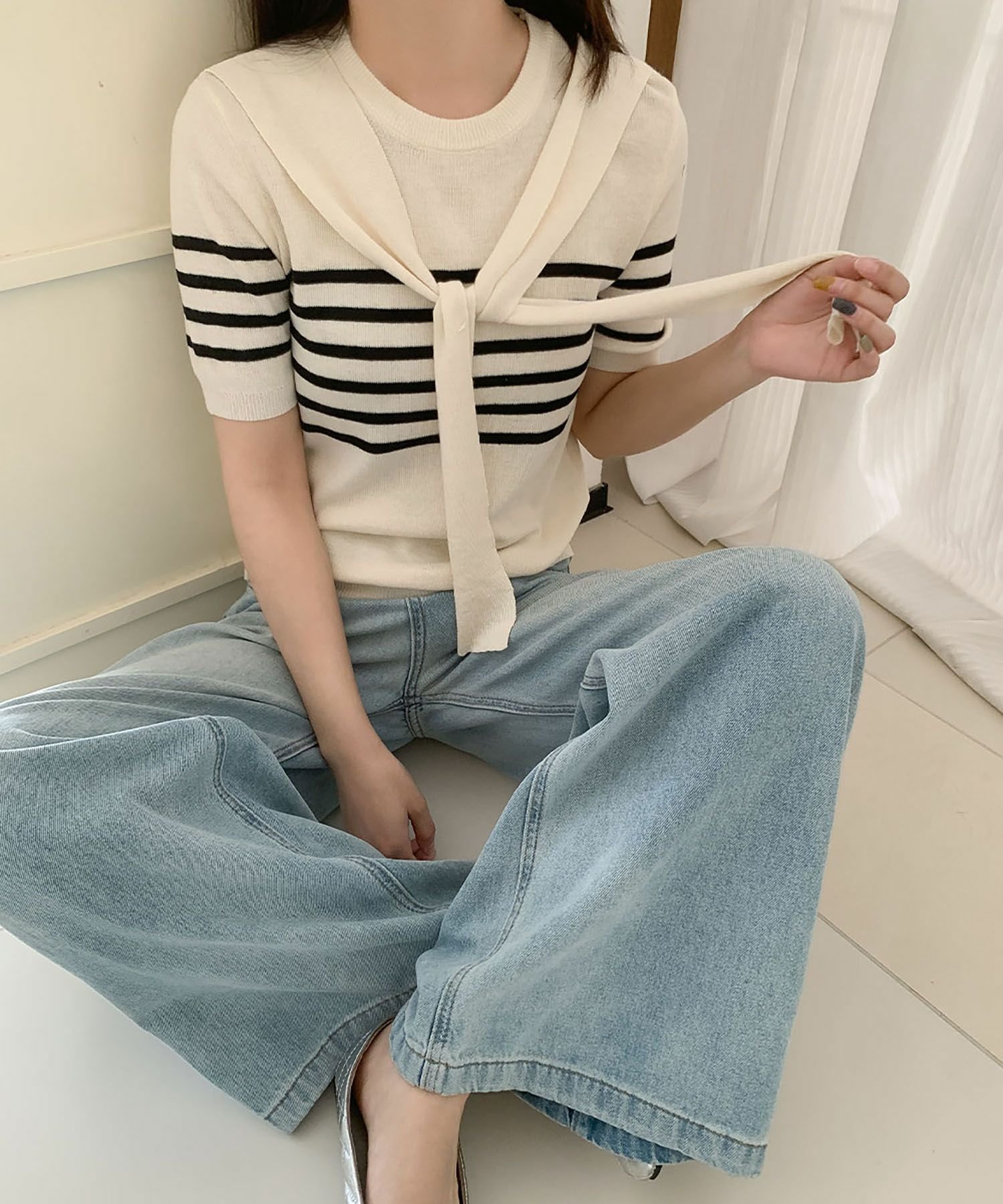 【ロワ/LOWO】の肩掛けデザインボーダーニットプルオーバー 人気、トレンドファッション・服の通販 founy(ファニー) 　ファッション　Fashion　レディースファッション　Fashion for Women　トップス・カットソー　Cut & Sew Tops　ニット　Knit Tops & Sweaters　カジュアルプルオーバー・ニットトップス　Pullovers & Knit Tops / Casual Pullovers　カットソー　Cut and Sewn Top　フィット　Fit, Slim Fit　プチプライス・低価格　Affordable / Budget Price　ボトム　Bottoms, Lower Wear　ボーダー　Border, Stripe　半袖　Short Sleeve, Half Sleeve　夏　Summer　春　Spring　S/S・春夏　SS, Spring/Summer, Warm Season　 other-1|ID: prp329100004456675 ipo3291000000031186729