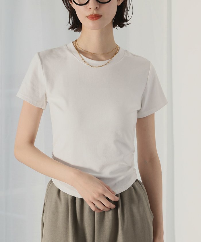 【アンピルーラ/Ampirula】の【2025SS】洗えるサイドギャザーTシャツ カットソー インテリア・キッズ・メンズ・レディースファッション・服の通販 founy(ファニー) https://founy.com/ ファッション Fashion レディースファッション WOMEN トップス・カットソー Tops/Tshirt シャツ/ブラウス Shirts/Blouses ロング / Tシャツ T-Shirts カットソー Cut and Sewn NEW・新作・新着・新入荷 New Arrivals 2025年 2025 2025春夏・S/S Ss,Spring/Summer,2025 カットソー Cut And Sew カモフラージュ Camouflage ギャザー Gather シンプル Simple デニム Denim トレンド Trend フィット Fit フェミニン Feminine プチプライス・低価格 Affordable ラウンド Round ワイド Wide 半袖 Short Sleeve 洗える Washable |ID: prp329100004479165 ipo3291000000031577310